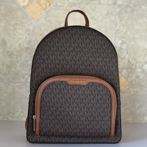 Michael Kors Jaycee Large Backpack MK Brown - Picture 1 of 13